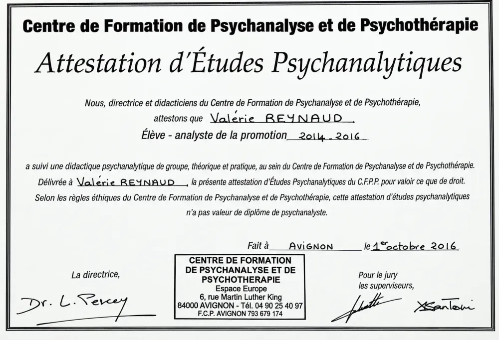 Attestation d’Études Psychanalytiques